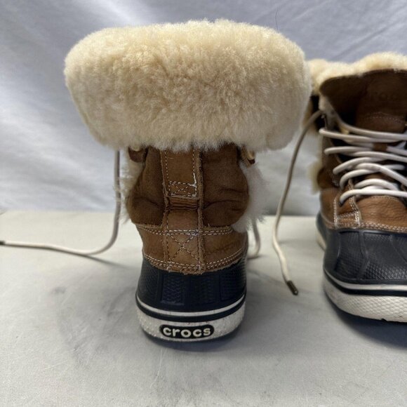 Crocs Boots Womens 7 All Cast Luxe Shearling Winter Snow Duck Boot 12812 Brown - Picture 7 of 13